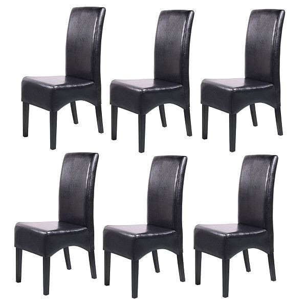 Mendler 6er-Set Esszimmerstuhl Küchenstuhl Stuhl Latina, LEDER, schwarz, dunkle Beine, 7950+7950+7950