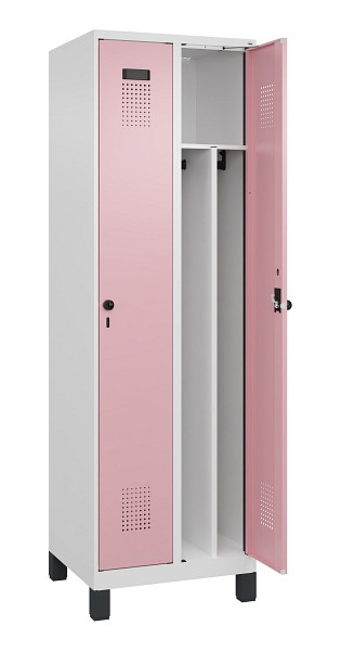 C+P Spind Evolo PLUS, mit Füßen, 2 Abteile, 1950x600x500mm, 9016/3015, Verschluss Drehriegel, 049010-20F S10018