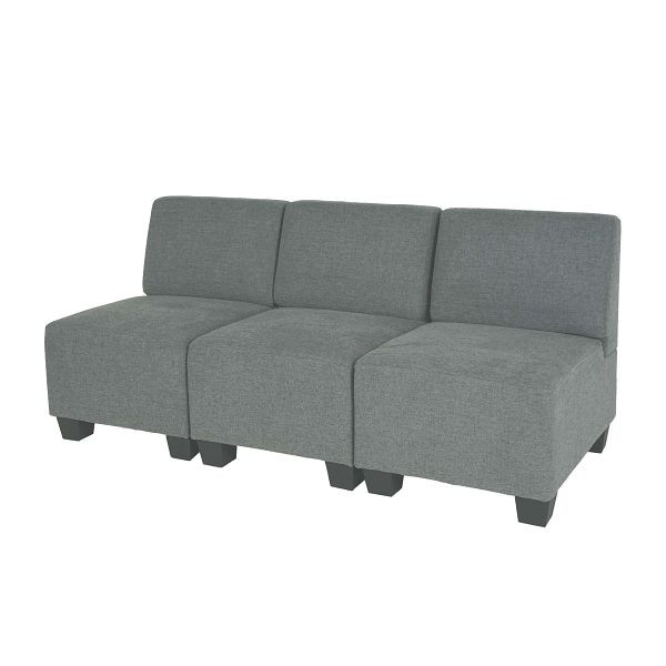 Mendler Modular 3-Sitzer Sofa Couch Lyon, Stoff/Textil, grau, ohne Armlehnen, 3x75186