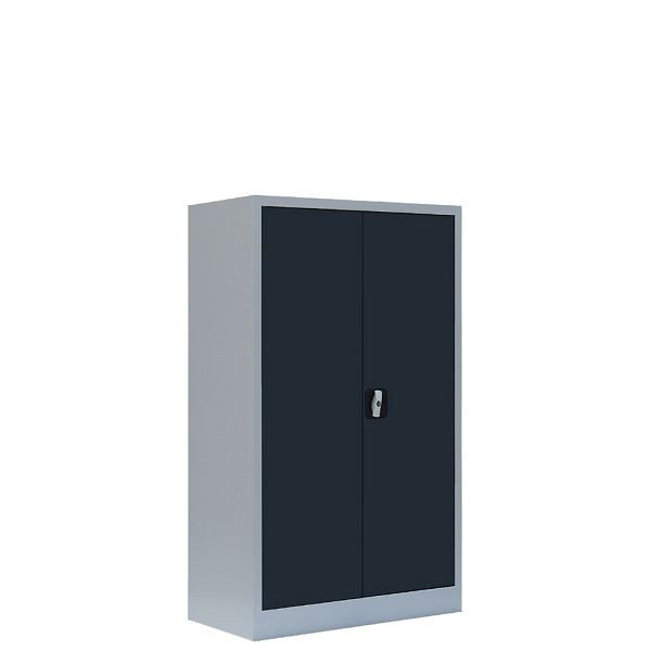Lüllmann Aktenschrank/ Flügeltürenschrank, 1200 x 800 x 380 mm, Lichtgrau/Anthrazit, 530298
