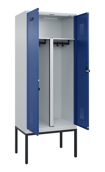 C+P PSA Doppel-Spind Evolo PLUS, Gestell, 2 Abteile, 2120x800x500mm, 7035/5010, Drehriegel, 0490327-22P S10006