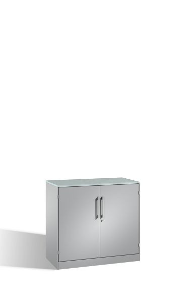 C+P Sideboard mit Flügeltüren Asisto, H915xB1000xT435mm, Farbe: Weißaluminium, Bügelgriff, 2 OH, 141052-000 S10106