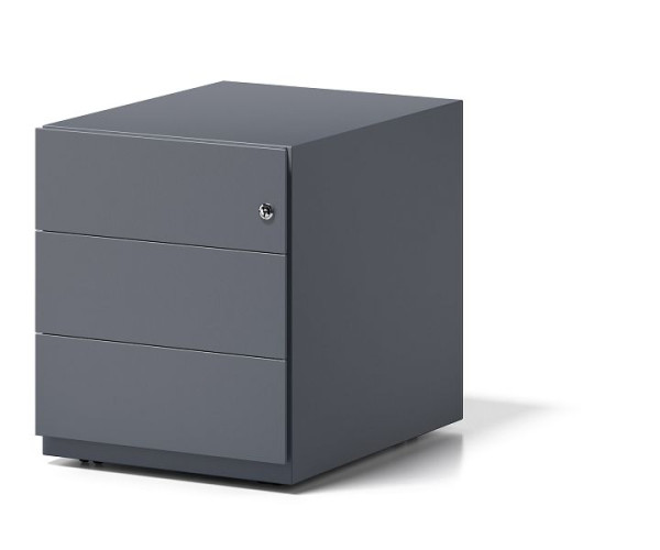 Bisley Rollcontainer Note mit Griff, 3 Universalschubladen, anthrazitgrau, NWH59M7SSS634