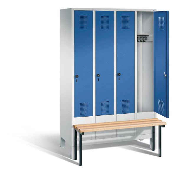 C+P Garderobenschrank Evolo, H1850xB1190xT815mm, Farbe: Lichtgrau / Enzianblau, 48030-40 S10124