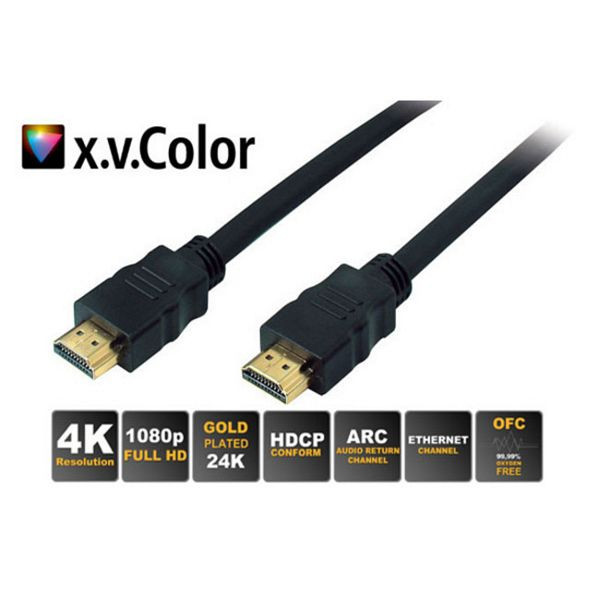 S-Conn HDMI A-Stecker auf HDMI A-Stecker, vergoldete Kontakte, Full HD, ULTRA HD, 3D, HEAC, 7,5m, 77477