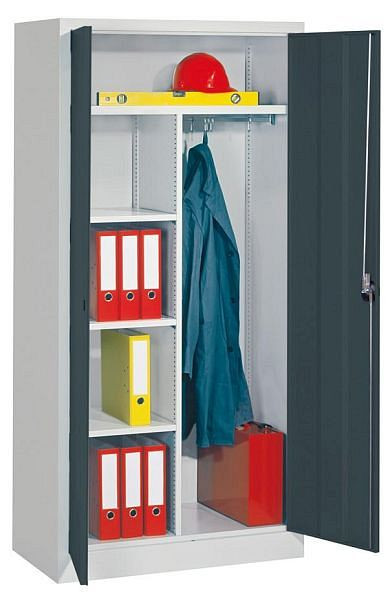 Pavoy Flügeltürenschrank 1950/400/1000, Drehgriff, durchgehender Hutboden, links 3 gepulverte Böden, rechts 1 Kleiderstange, 31314-100-401-910735