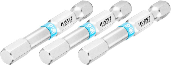 Hazet Bit, Sechskant massiv 6,3 (1/4 Zoll), Innen-Sechskant Profil, 6 mm, Anzahl Werkzeuge: 3, Lange Ausführung, Schlüsselweite: 6 mm, 2204NSLG-6/3