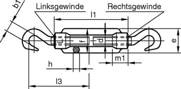 Dresselhaus Spannschlossmuttern mit 2 Haken, M6, DIN 1480, galvanisch verzinkt, VE: 10 Stück, 0165000100600000000099