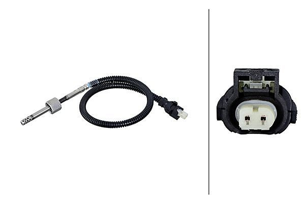 HELLA Sensor, Abgastemperatur - 2-polig - geschraubt - Kabel: 415mm, 6PT 010 376-471