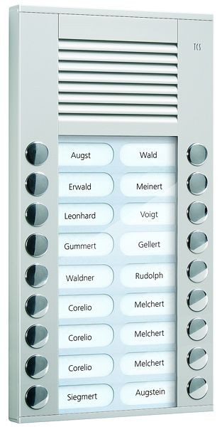 TCS Audio Außenstation Serie PES 18 Klingeltasten (rechts-/ linksbündig), AP silber, PES18-EN/04