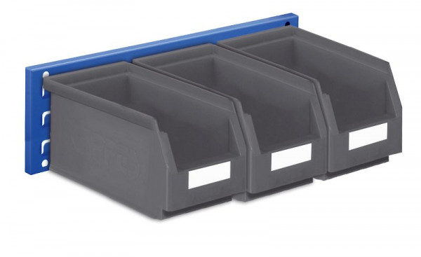 Kappes RasterPlan Wandschiene Schlitzplatte Set 10, L 460 mm x H 140 mm, RAL 5010, 3 x Lagersichtkästen Größe 5, 4202.02.5321