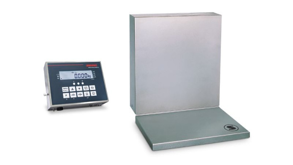 Soehnle Wandwaage geeicht mit Terminal 3010, Höchstlast: 150 kg, Ziffernschritt: 50 g IP65, hochklappbare Wägeplatte, 7624.23.001/5710.00.006