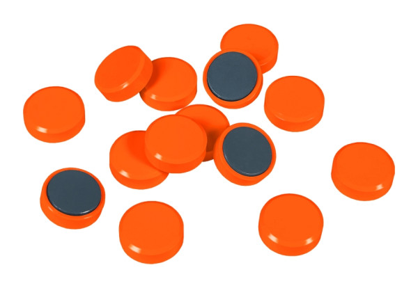 Eichner Facettenrand-Magnet, Durchmesser 30 mm, Höhe 10 mm, Haftkraft 0,6 kg, Farbe orange, VE: 1 Pack à 20 Stück, 9177-00515
