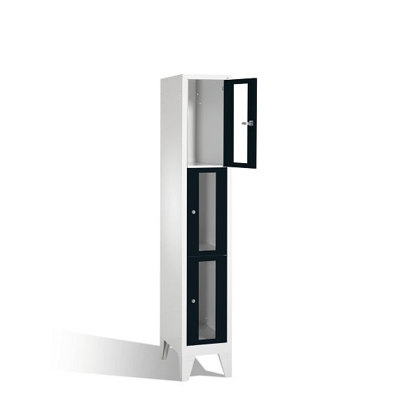 C+P Schließfachschrank Classic, H1850xB320xT500mm, Farbe: Lichtgrau / Schwarzgrau, 8010A103 S10005