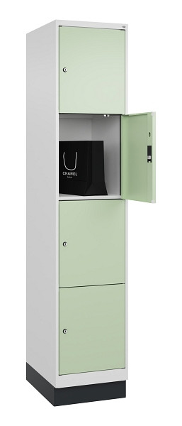 C+P Schließfachschrank Evolo PLUS, mit Sockel, 4 Fächer, 1950x400x500mm, 9016/60, 049020-124 S10019
