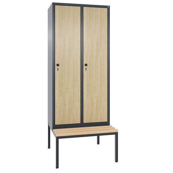 C+P Spind Evolo, 2 Abteile, H2090xB810xT815 mm, Anthrazit/HPL Eiche, 48050-22 S10641