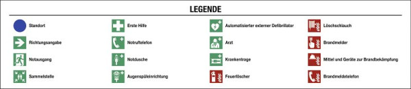 Moedel Legende für Flucht- und Rettungsplan nach ISO 7010, Folie, 580x125 mm, 57306
