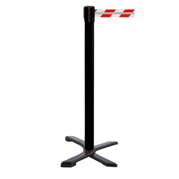 Stein HGS Personenleitsystem 'P-Line Compact Reflex' aus Kunststoff, reflektierendes Gurtband, rot/weiß mit Reflektorstreifen, 3,5 m, schwarz, 65855.0006