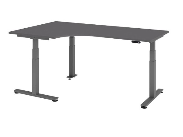 Hammerbacher Sitz-Steh-Winkeltisch elektrisch 200x120cm 90° Graphit, links oder rechts montierbar, VXDSM82/G/G