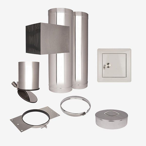 HKW Wäscheabwurf-System Komplett Set 2, Edelstahl, Schachtlänge: 2,30 Meter, Ø 285 mm, 22852N