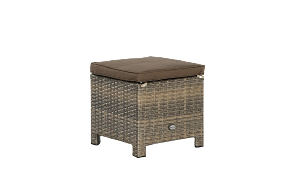 Merxx Salerno Hocker, 40 x 40 x 43 cm, inkl. Kissen, natur/braun, Stahlgestell mit Kunststoffgeflecht, 28436-258