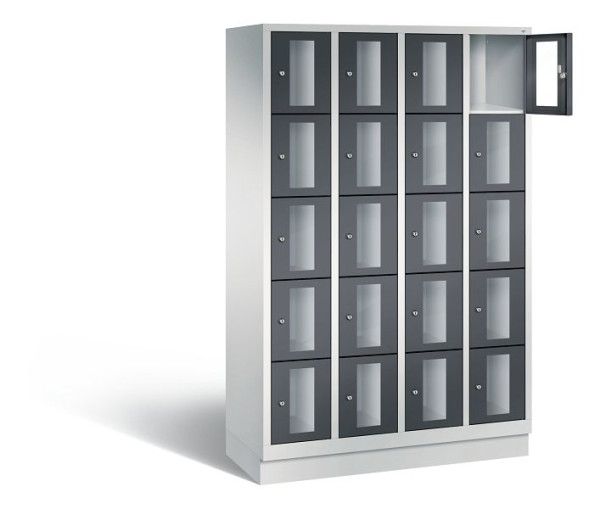 C+P Schließfachschrank Classic, H1800xB1190xT500mm, Farbe: Lichtgrau / Schwarzgrau, 8020A405 S10005