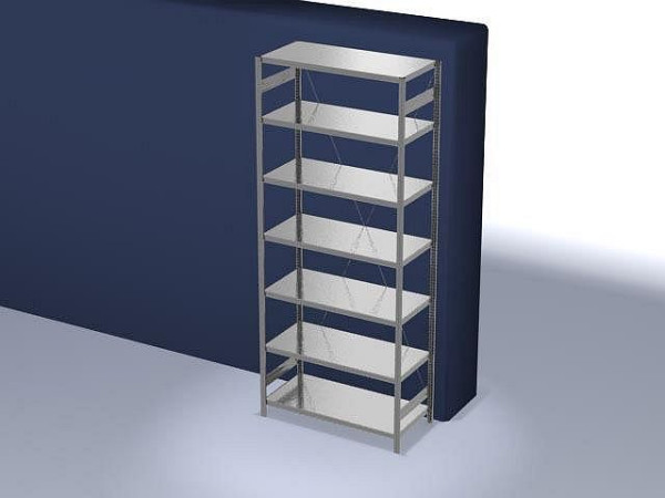 hofe Fachboden-Grundregal, 3000x600x1300 mm, 7 Fachebenen, verzinkt, 240 kg Fachlast, 1700 kg Feldlast, einseitige Bedienung, HZG30613XM