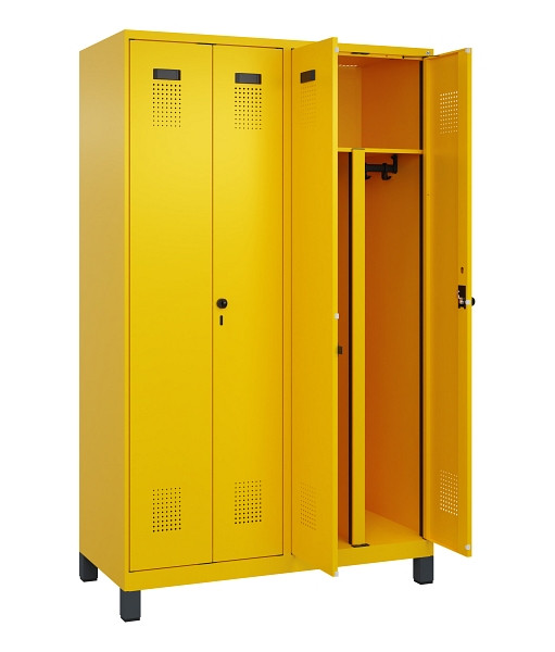 C+P PSA Schwarz-Weiß-Spind Evolo PLUS, mit Füßen, 4 Abteile, 1950x1200x500mm, 1, Drehriegel, 049012-40P S10022