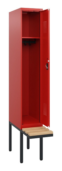 C+P Spind Evolo PLUS, 1 Abteil, 1950x300x815mm, 3020/3020, Zylinderschloss, Sitzfläche Holz, 0490405-10 S10052