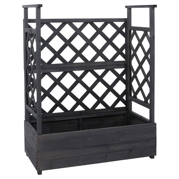 Mendler Hochbeet HWC-P67, Pflanz-/Blumenkasten Pflanzkübel Rankgitter Rankhilfe Spalier Holz FSC® 114x85x44cm, anthrazit-grau, 119656