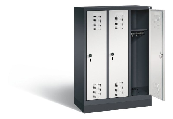 C+P Kindergarten-Spind Evolo, H1300xB900xT300mm, Farbe: Schwarzgrau / Lichtgrau, 480203-30 S10088