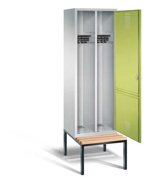 C+P Schwarz-Weiss-Spind Evolo, H2090xB610xT500mm, Farbe: Lichtgrau / Viridingrün, 48250-20 S10094