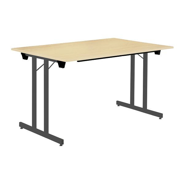 Bisley Klapptisch, rechteckig, Breite 1400 mm, Tiefe 800 mm, 19mm Tischstärke, 334 anthrazitgrau x MP ahorn, KT1408MP334