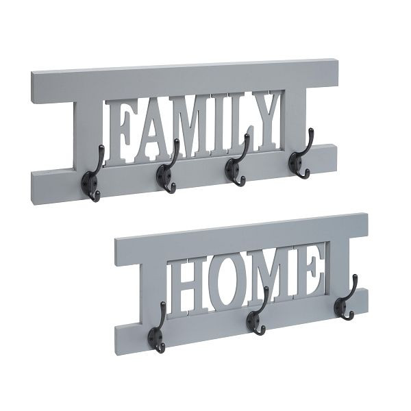 Mendler 2er Wandgarderoben Set HWC-C60 Home+Family Garderobenpaneel, Shabby-Look Vintage, grau-blau, 94457+94458