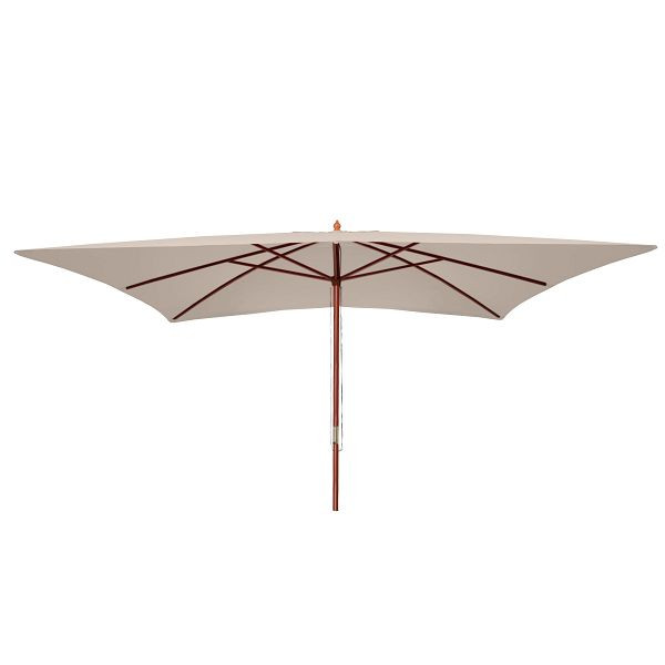 Mendler Sonnenschirm Florida, Gartenschirm Marktschirm, 3x4m Polyester/Holz 6kg, creme, 65600