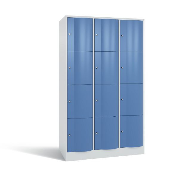 C+P XL-Schließfachschrank Resisto, 12 Fächer, H1950B1148T640 mm, Grau/Fernblau, 8470-373 S10061