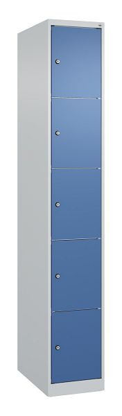 C+P Schließfachschrank Classic PLUS, 1850x300x500mm, 7035/5023, mit 5 Fächern, 080000-105 S10005