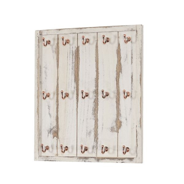 Mendler Tassenhalter Marano, Hängeregal Tassenbrett Wandboard, Shabby-Look Vintage 50x45x5cm, weiß, 38438