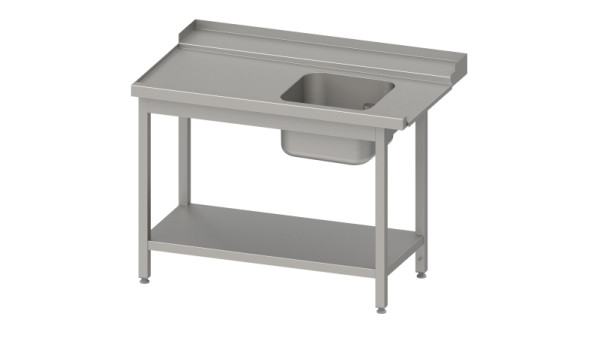 Stalgast Zulauftisch "Pro", Korbführung mit Gefälle, Grundboden und einem Becken 1800x750x880mm, Anbauseite links, Aufkantung, verschweißt, VZL18711LA