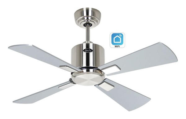 CasaFan Deckenventilator Eco Neo III 92 Chrom gebürstet-Wenge/Lack silber WiFi, 942041W