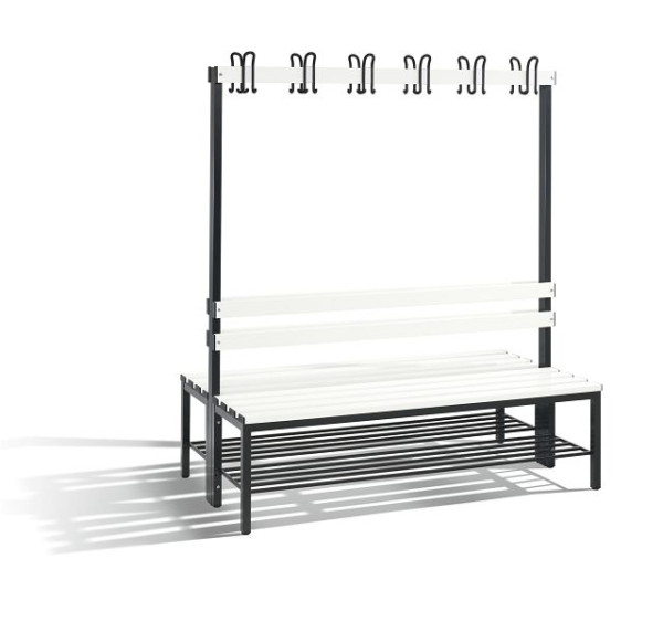 C+P Garderobenbank 2-seitig, H1650xB1500xT750 mm, Reinweiß, 8051-210 S10063
