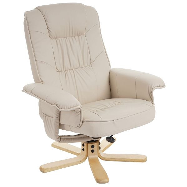 Mendler Relaxsessel Fernsehsessel Sessel ohne Hocker M56 Kunstleder, creme, 46309
