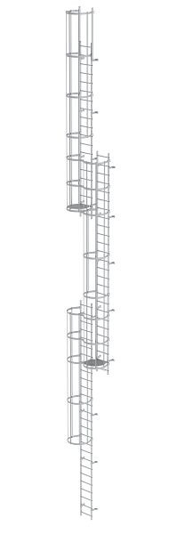 Munk Günzburger Steigtechnik Mehrzügige Steigleiter mit Rückenschutz (Notleiter) Aluminium eloxiert 17,16m, 500255