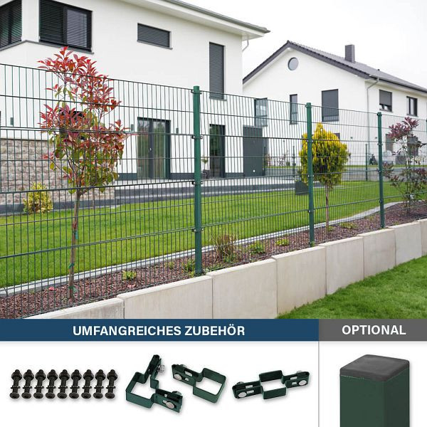 HOME DELUXE Doppelstabmattenzaun inkl. Eckpfosten MORATA Anthrazit / Grün, 80 cm x 46 m ohne Eckpfosten, 41134