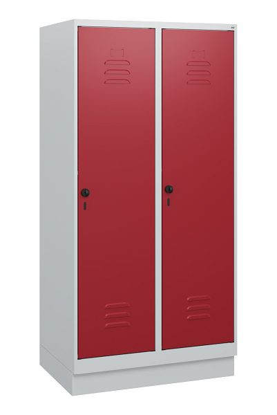 C+P Umkleidespind Classic PLUS, Sockel, 2 Abteile, 1630x800x500mm, 7035/3003, Drehriegel, 0800205-22 S10001