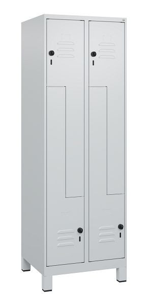 C+P Z-Spind Classic PLUS, Füße, 4 Abteile, 1800x600x500mm, 7035/7035, Drehriegel, 0800137-204 S10009