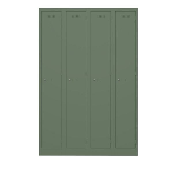 Bisley Garderobenschrank Primary Locker, 4 Abteile, 623 olivgrün, PL3050Q1623
