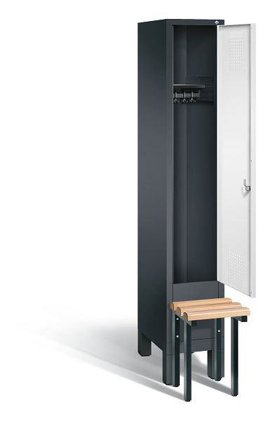 C+P Garderobenschrank Evolo, H1850xB320xT815mm, Farbe: Schwarzgrau / Verkehrsweiß, 48030-10 S10082