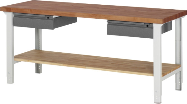 RAU Werkbank höhenverstellbar 7002I7, B2000xT700xH790-1140mm, 2xSchubladen-TA, 03-7002I7-207BR4H-Z.942
