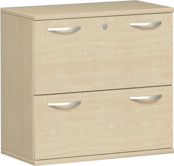 geramöbel Registraturschrank 2 Hängeregistraturen mit Zentralverriegelung und Auszugssperre, abschließbar, 800x425x768, Ahorn/Ahorn, N-10HR208-AA